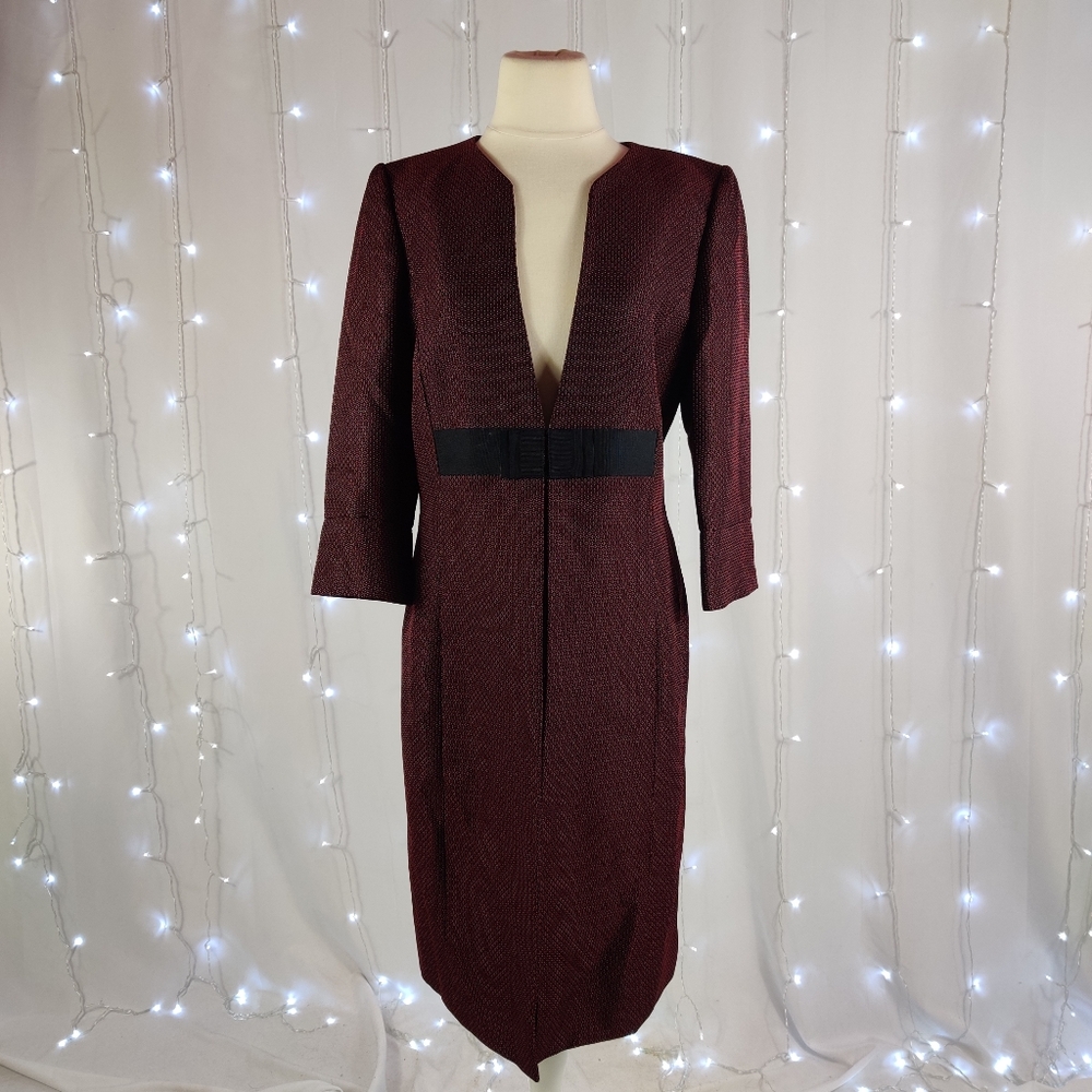Isabella DeMarco Tahari Levine Red Bow Duster Coat